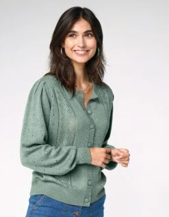 Cardigan Boutonné Maille Ajourée -Femmes Vêtements Magasin 617446 C04 zoomx vue7