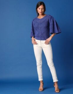 Pull Manches 3/4 Larges, Maille Ajourée -Femmes Vêtements Magasin 617447 C01 zoomx vue6