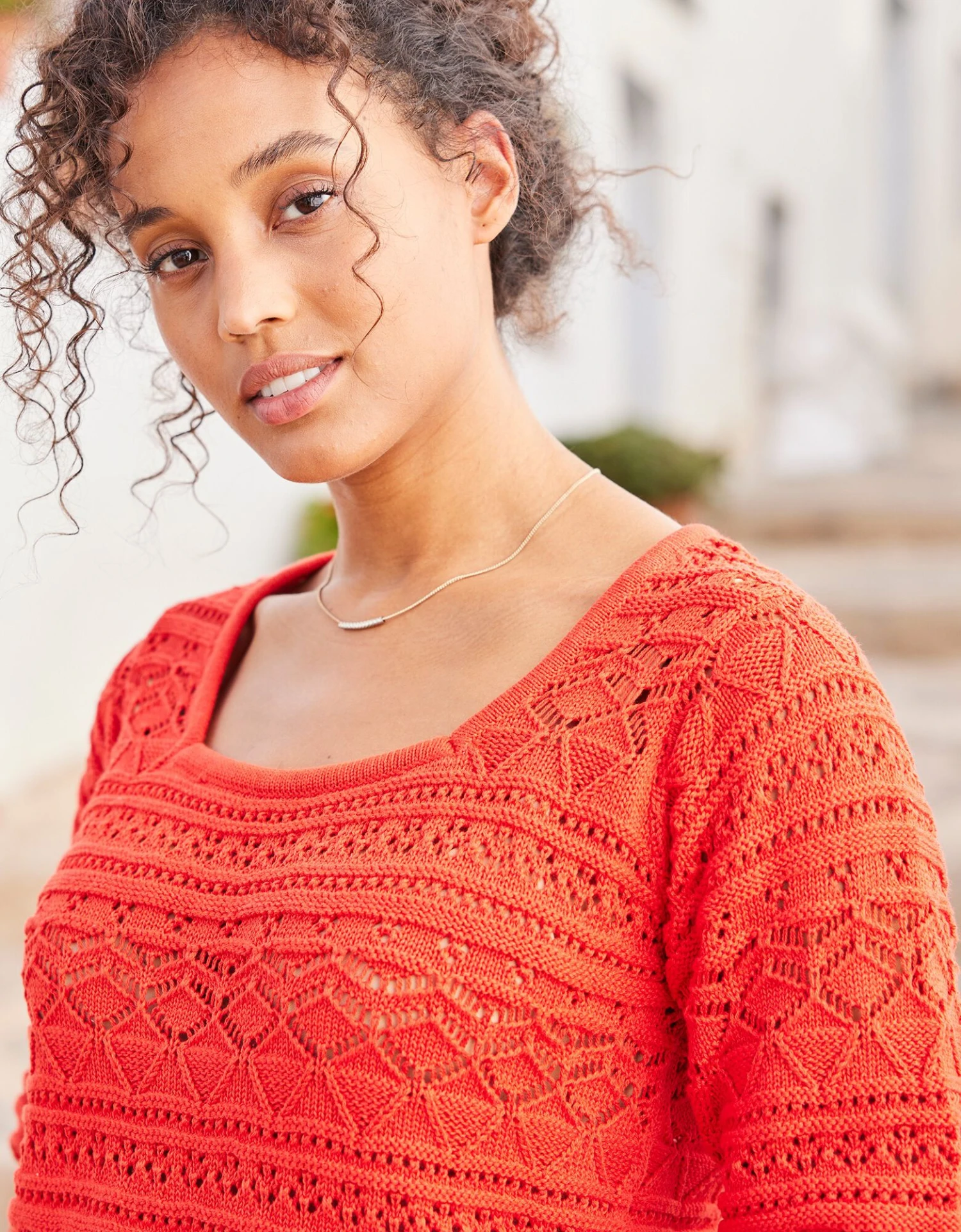 Pull Maille Ajourée Fantaisie, Manches Coude 6 Pull Maille Ajourée Fantaisie, Manches Coude – Image 4