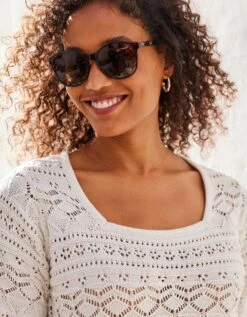 Pull Maille Ajourée Fantaisie, Manches Coude 10 Pull Maille Ajourée Fantaisie, Manches Coude -Femmes Vêtements Magasin 617448 C01 zoomx vue3