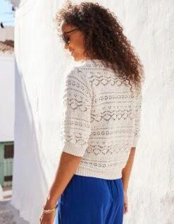 Pull Maille Ajourée Fantaisie, Manches Coude 13 Pull Maille Ajourée Fantaisie, Manches Coude -Femmes Vêtements Magasin 617448 C01 zoomx vue6