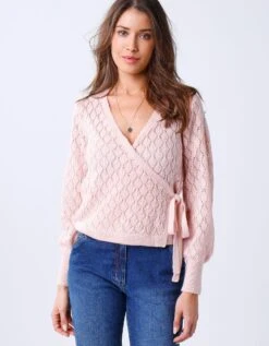 Gilet Cache-coeur Maille Ajourée -Femmes Vêtements Magasin 617449 C01 zoomx vue5