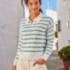 Pull Col Polo Rayé -Femmes Vêtements Magasin 617450 C01 zoomx