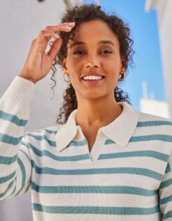 Pull Col Polo Rayé -Femmes Vêtements Magasin 617450 C01 zoomx vue4