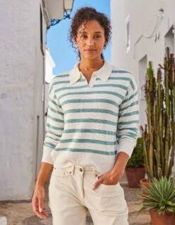 Pull Col Polo Rayé -Femmes Vêtements Magasin 617450 C01 zoomx vue5