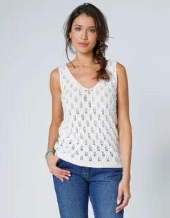 Pull Sans Manches Maille Ajourée