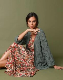 Gilet Kimono, Maille Ajourée -Femmes Vêtements Magasin 617453 C01 zoomx vue3