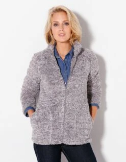 Veste Zippée Maille Peluche -Femmes Vêtements Magasin 626002 C02 zoomx vue2