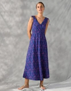 Robe Longue Imprimée épaules Nouées -Femmes Vêtements Magasin 628026 C00 zoomx vue2