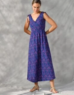 Robe Longue Imprimée épaules Nouées -Femmes Vêtements Magasin 628026 C00 zoomx vue5