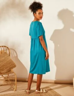 Robe Ample Froncée à Manches Courtes -Femmes Vêtements Magasin 628033 C01 zoomx vue2