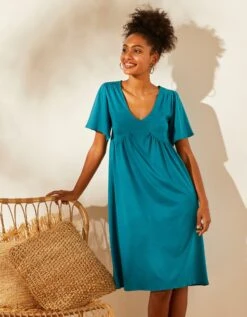 Robe Ample Froncée à Manches Courtes -Femmes Vêtements Magasin 628033 C01 zoomx vue3