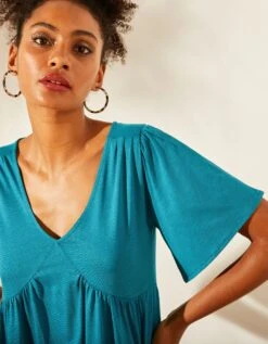 Robe Ample Froncée à Manches Courtes -Femmes Vêtements Magasin 628033 C01 zoomx vue5