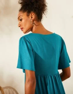 Robe Ample Froncée à Manches Courtes -Femmes Vêtements Magasin 628033 C01 zoomx vue6