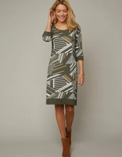 Robe Manches 3/4 Imprimé Graphique -Femmes Vêtements Magasin 628545 C03 zoomx vue6