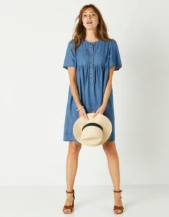 Robe évasée, Denim Léger -Femmes Vêtements Magasin 664014 C01 zoomx vue5