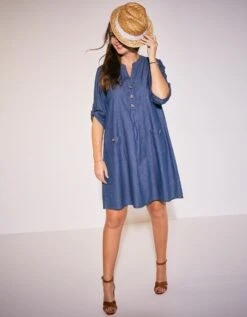 Robe évasée Denim Léger Manches 3/4