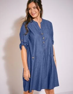 Robe évasée Denim Léger Manches 3/4 -Femmes Vêtements Magasin 664055 C01 zoomx vue3
