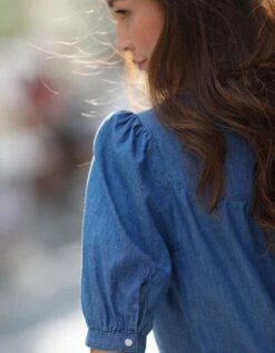 Blouse Boutonnée Manches Ballon, Jean -Femmes Vêtements Magasin 665018 C01 zoom detailRFP