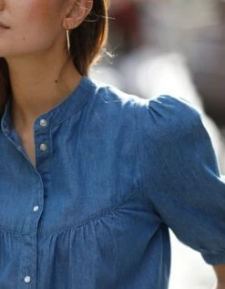 Blouse Boutonnée Manches Ballon, Jean -Femmes Vêtements Magasin 665018 C01 zoomx vue6