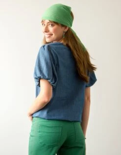 Blouse Denim Manches Courtes "ballon" -Femmes Vêtements Magasin 665019 C01 zoomx vue2