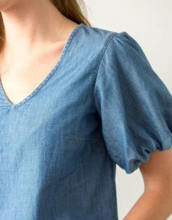Blouse Denim Manches Courtes "ballon" -Femmes Vêtements Magasin 665019 C01 zoomx vue5