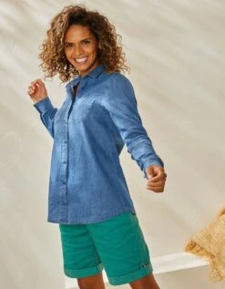 Chemise Boutonnée Jean Uni 12 Chemise Boutonnée Jean Uni -Femmes Vêtements Magasin 665020 C01 zoomx vue5