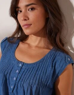 Tunique Denim Col Rond -Femmes Vêtements Magasin 665066 C01 zoomx vue2