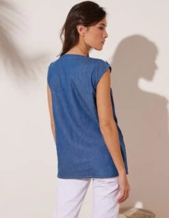 Tunique Denim Col Rond -Femmes Vêtements Magasin 665066 C01 zoomx vue3