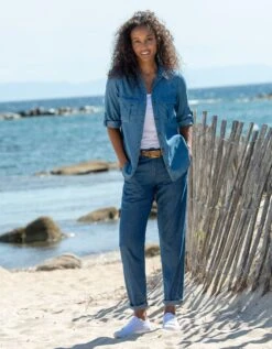 Chemisier Jean Léger, Manches Retroussables -Femmes Vêtements Magasin 665090 C01 zoomx vue3