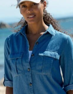 Chemisier Jean Léger, Manches Retroussables -Femmes Vêtements Magasin 665090 C01 zoomx vue4