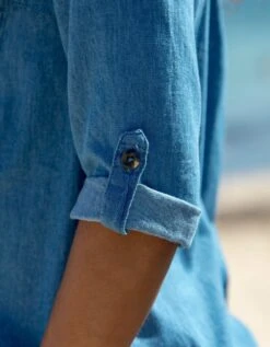 Chemisier Jean Léger, Manches Retroussables -Femmes Vêtements Magasin 665090 C01 zoomx vue5